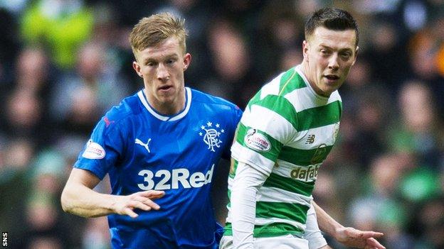 Rangers defender Ross McCrorie and Celtic midfielder Callum McGregor