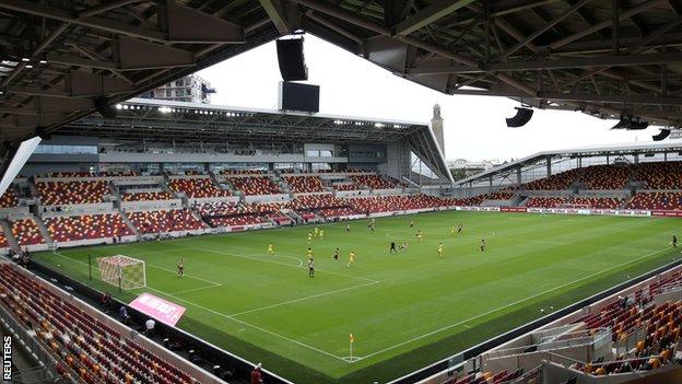 Brentford v Wycombe in the first match played at the Community Stadium