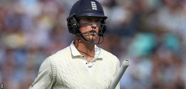 Keaton Jennings walks off after being dismissed