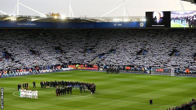 The King Power Stadium before Leicester's first home game since Vichai Srivaddhanaprabha's death