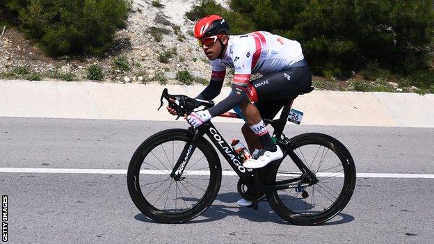 Colombian cyclist Juan Sebastian Molano riding at the Tour of Tourkey