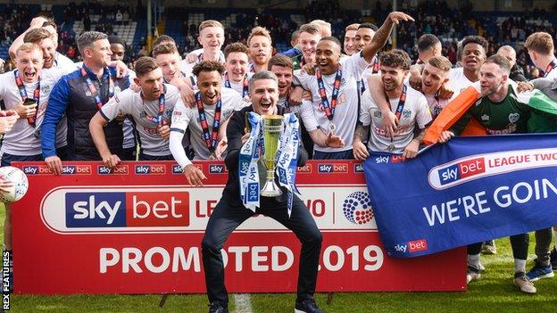 Bury celebrate promotion in May 2019