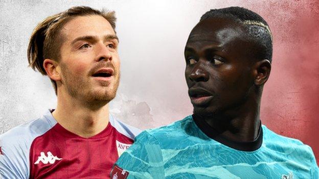 Aston Villa's Jack Grealish and Liverpool's Sadio Mane