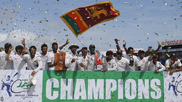 Sri Lanka with the Test series trophy