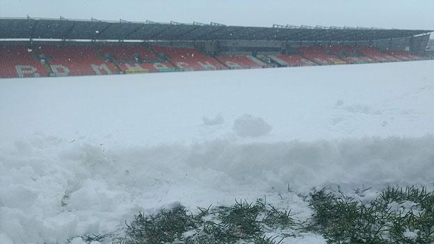 The Athletic Grounds in Armagh was covered by over a foot of snow on Thursday morning