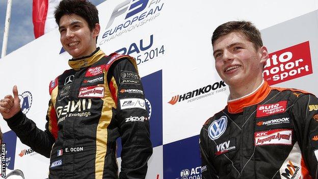 Esteban Ocon and Max Verstappen in 2014