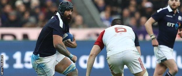 Josh Strauss in action for Scotland