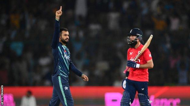 Mohammad Nawaz celebrating the wicket of Moeen Ali