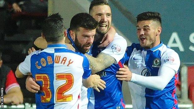 Grant Hanley celebrates getting Blackburn's opener