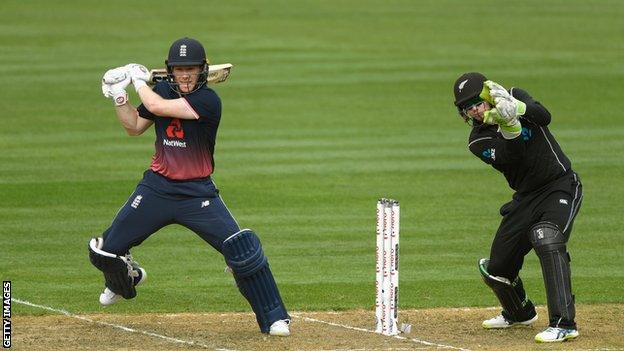 England ODI captain Eoin Moran plays a shot against New Zealand