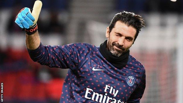 Gianluigi Buffon playing for Paris St-Germain