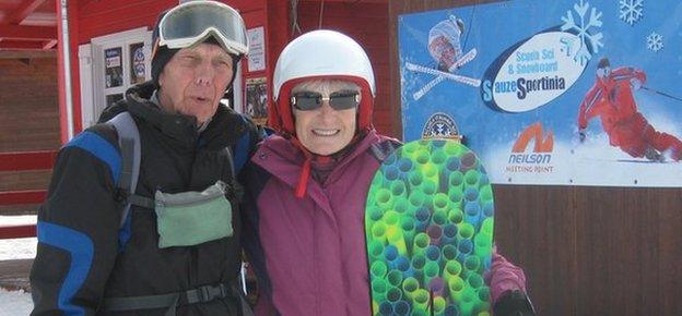 Norma and her husband in the Italian resort of Saux d'Oulx