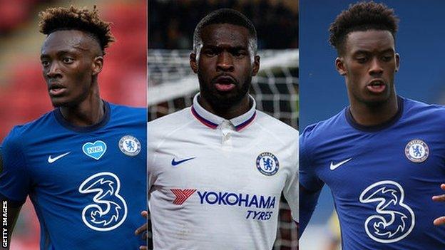 Chelsea's Tammy Abraham, Fikayo Tomori and Callum Hudson-Odoi