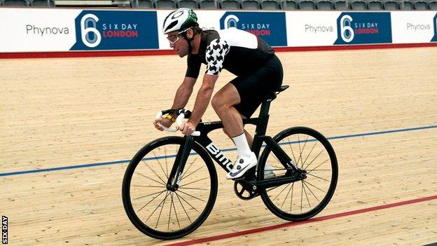 Britain's Mark Cavendish rides around the Lee Valley velodrome