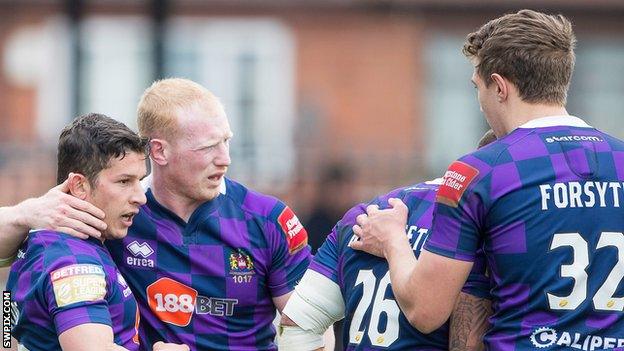 Wigan celebrate Morgan Escare's try