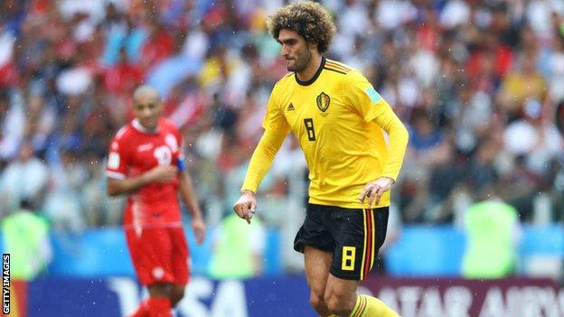 Manchester United's Marouane Fellaini in action for Belgium