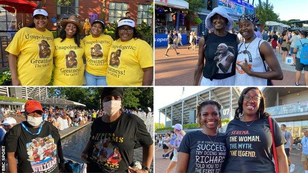 Serena Williams fans outside Arthur Ashe Stadium in New York on Monday