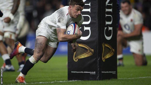 George Ford scores a try