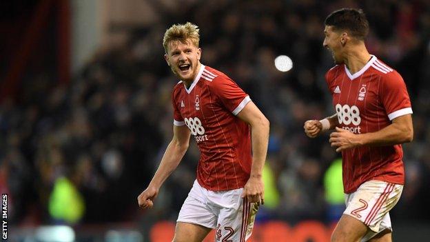 Defender Joe Worrall (left) in action for Nottingham Forest