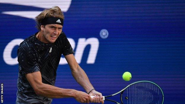 Alexander Zverev returns a ball at the US Open