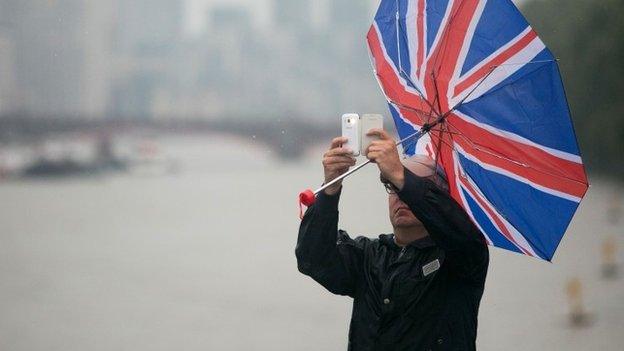 Man with broken brolly