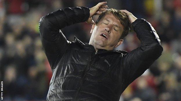 Daniel Stendel shows his frustration with Barnsley