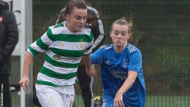 Celtic's Kirsty Howat (left)