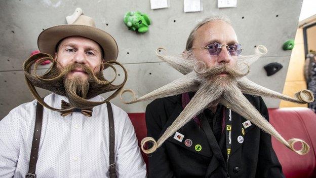 two men with styled beards