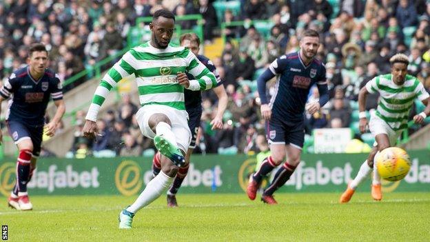 Moussa Dembele scores from the penalty spot