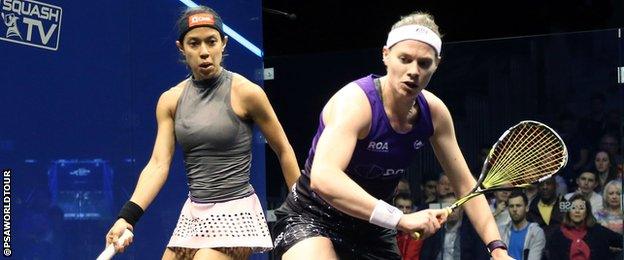 Nicol David and Sarah-Jane Perry