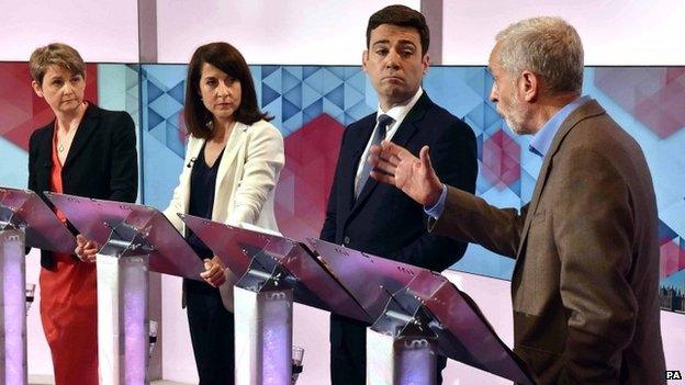 Yvette Cooper, Liz Kendall, Andy Burnham and Jeremy Corbyn