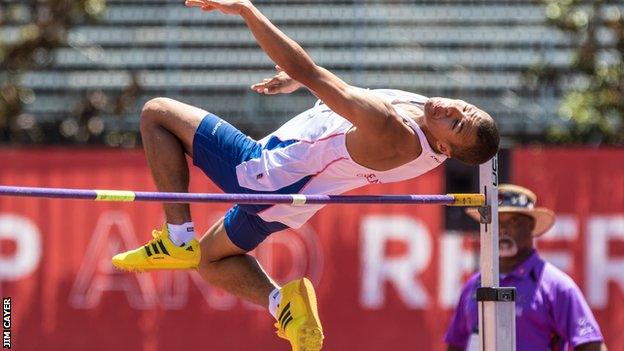 Great Britain's Jordan Okonta in the high jump