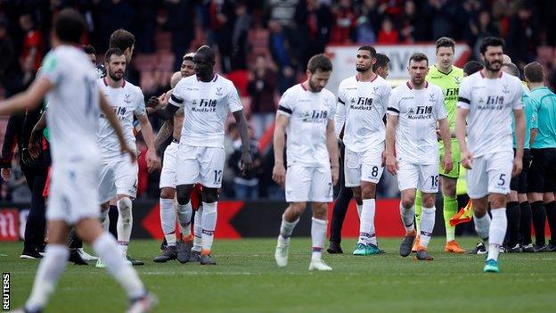 Crystal Palace's disappointed players walk off at Bournemouth