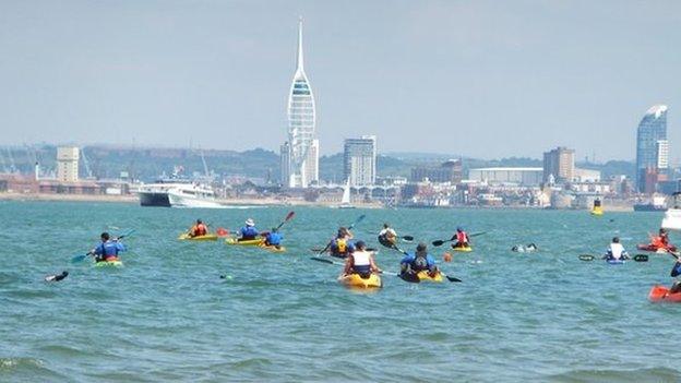 Swim with kayakers from Ryde to Southsea in 2014