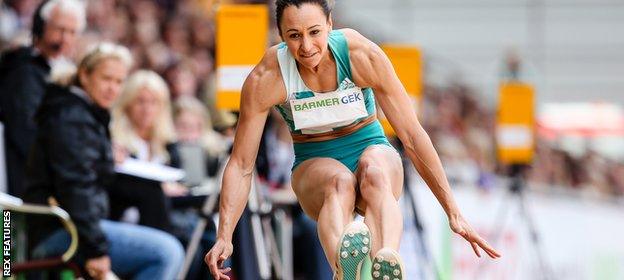 Jessica Ennis-Hill in Ratingen setting a personal best in Long Jump