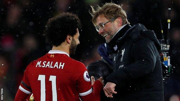 Mohamed Salah and Jurgen Klopp