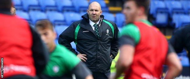 Tom Coventry oversees London Irish's warm-up before facing Bath