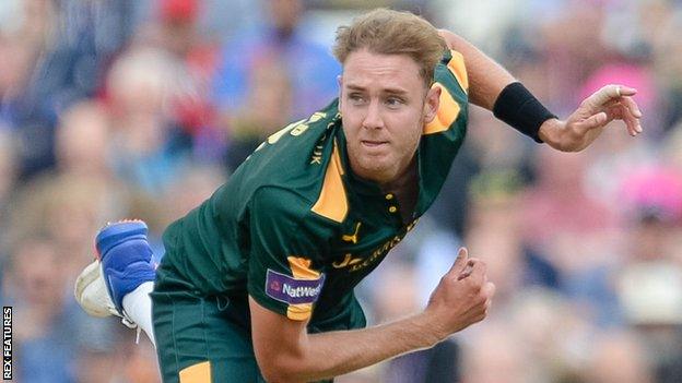 Stuart Broad playing for Nottinghamshire