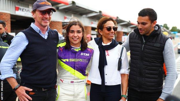 Jamie Chadwick celebrates winning the W Series with her family