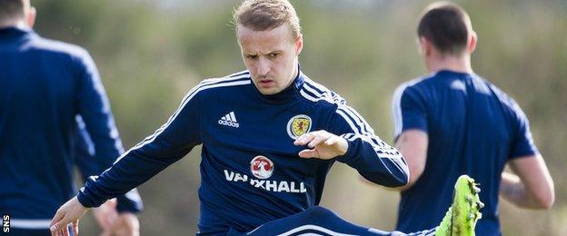 Leigh Griffiths in training with Scotland