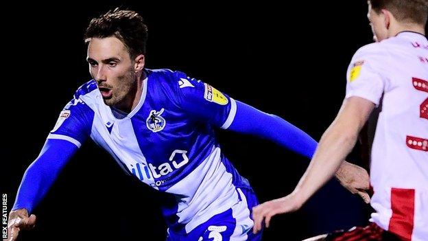 Alex Rodman of Bristol Rovers playing against Sunderland