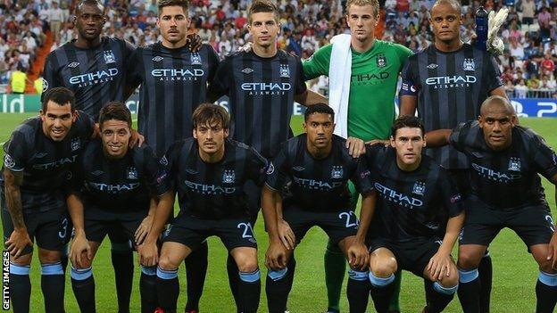 The Manchester City team that led Real Madrid 2-1 with three minutes to go at the Bernabeu in September 2012