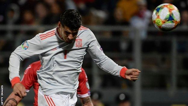 Alvaro Morata scores Spain's second against Malta