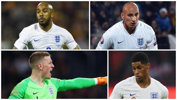 Fabian Delph, Jonjo Shelvey, Jordan Pickford and Marcus Rashford