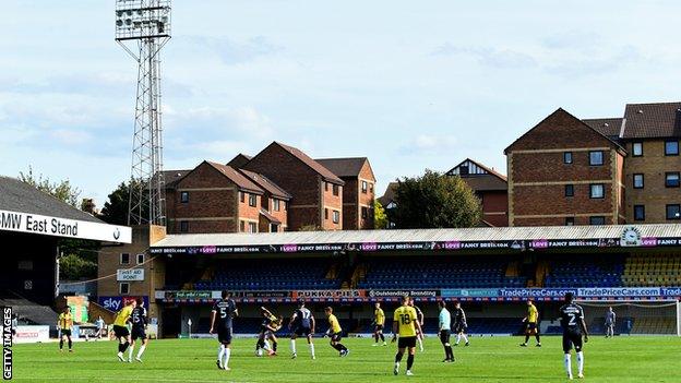 League Two action between Southend United and Harrogate Town