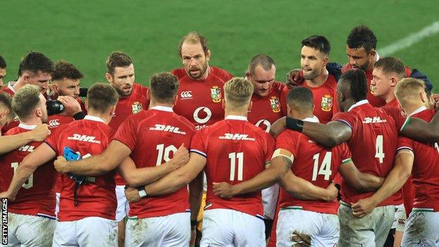 British and Irish Lions team huddle