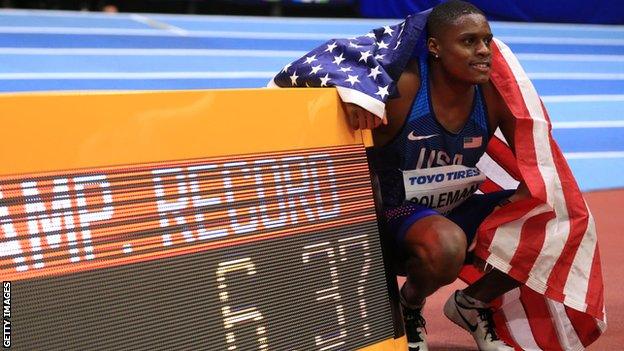 American sprinter Christian Coleman won gold at the last World Athletics Indoor Championships in Birmingham