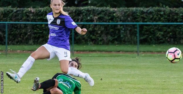 Glasgow City's Sam Kerr and Stirling University's Danijela Rae