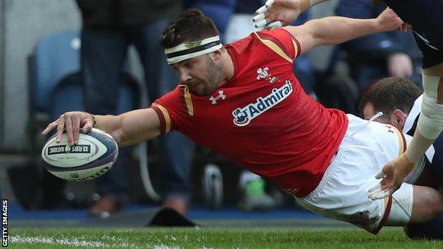 Rhys Webb scores against Scotland in the 2017 Six Nations