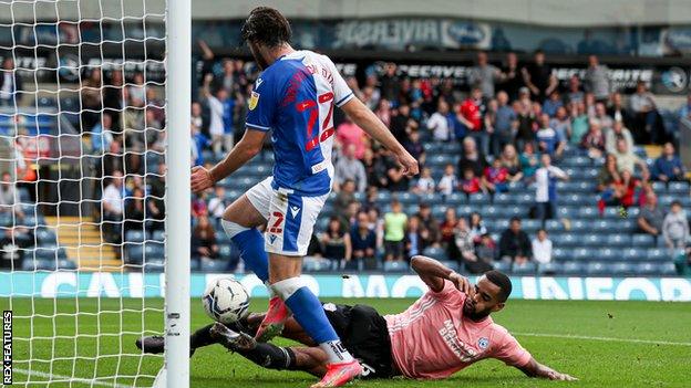 Ben Brereton Diaz bundles home his second goal of the afternoon for Blackburn Rovers